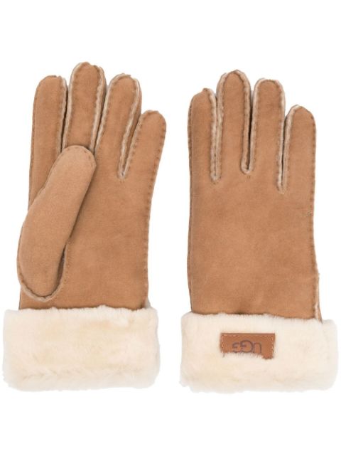 UGG suede logo-patch gloves