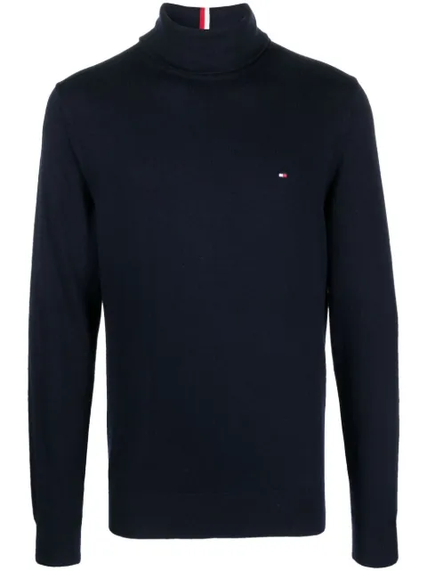 Tommy Hilfiger suéter con cuello de tortuga y logo bordado