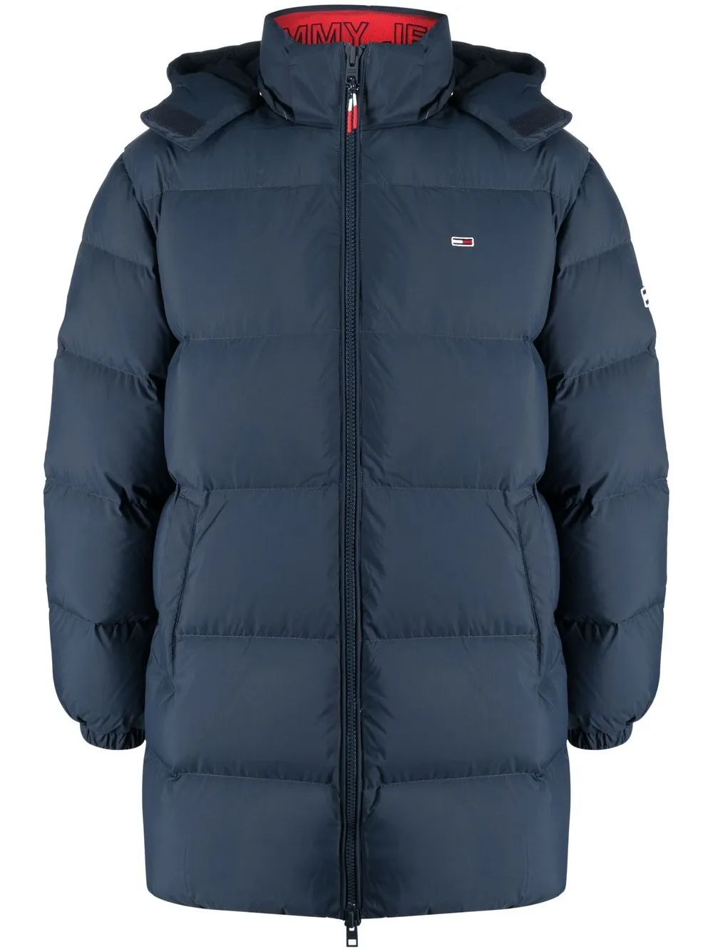 

Tommy Jeans logo patch hooded quilted coat - Blue