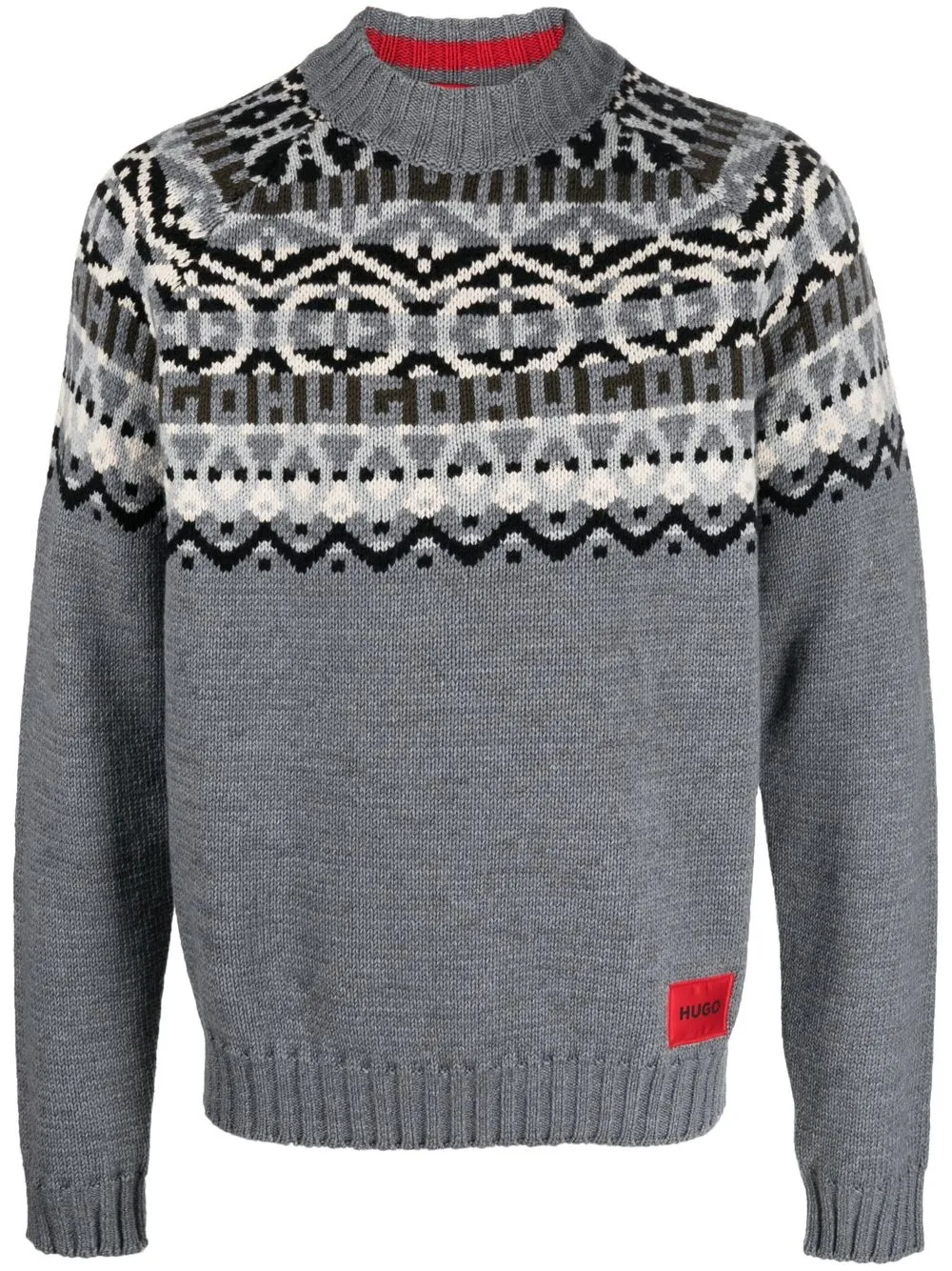 

HUGO suéter de tejido Fair Isle - Gris