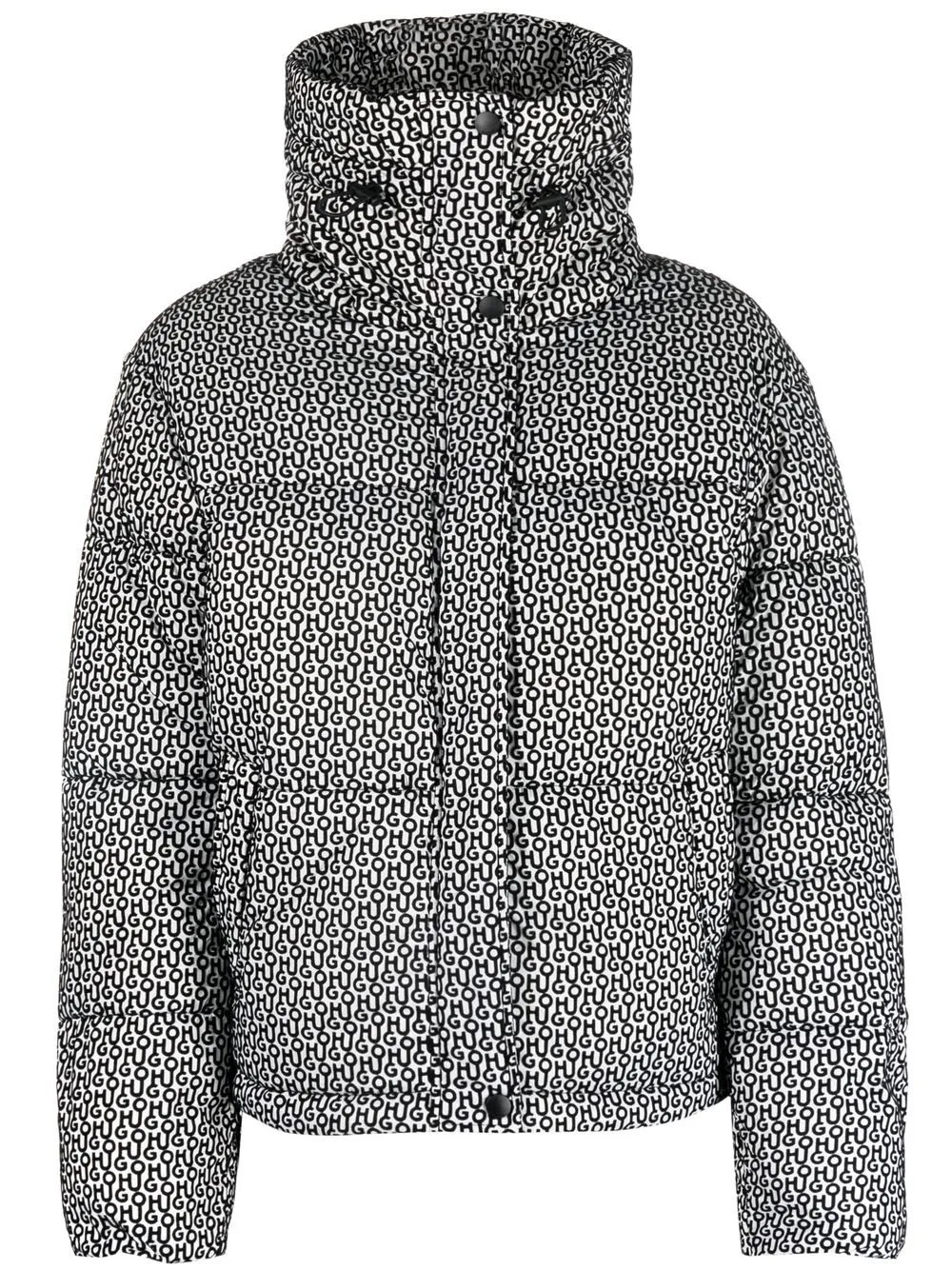 

HUGO logo-monogram padded coat - Black