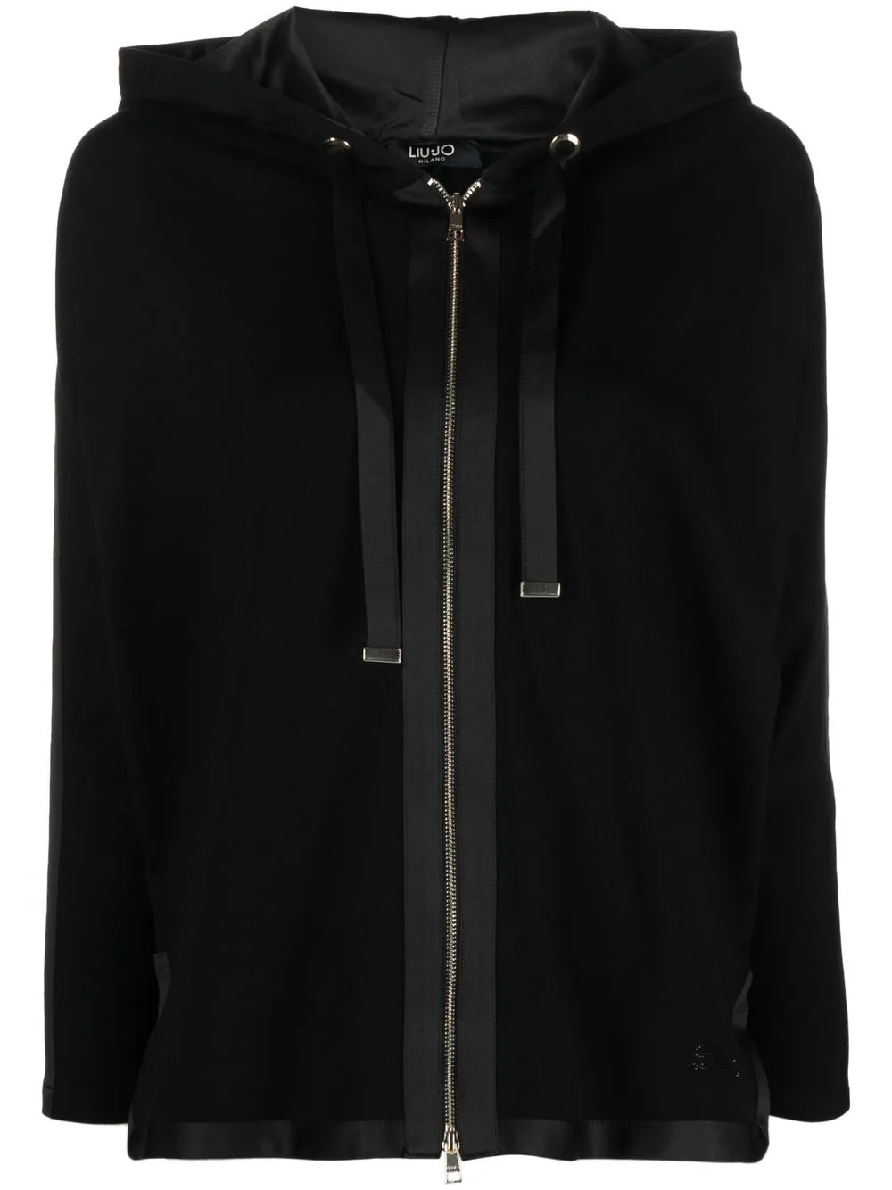 

LIU JO satin-trim hooded top - Black