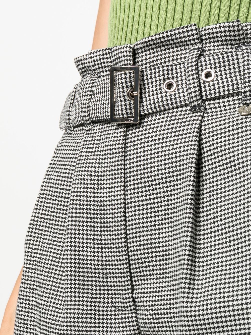 Shop Liu •jo Houndstooth-pattern Tailored Shorts In White