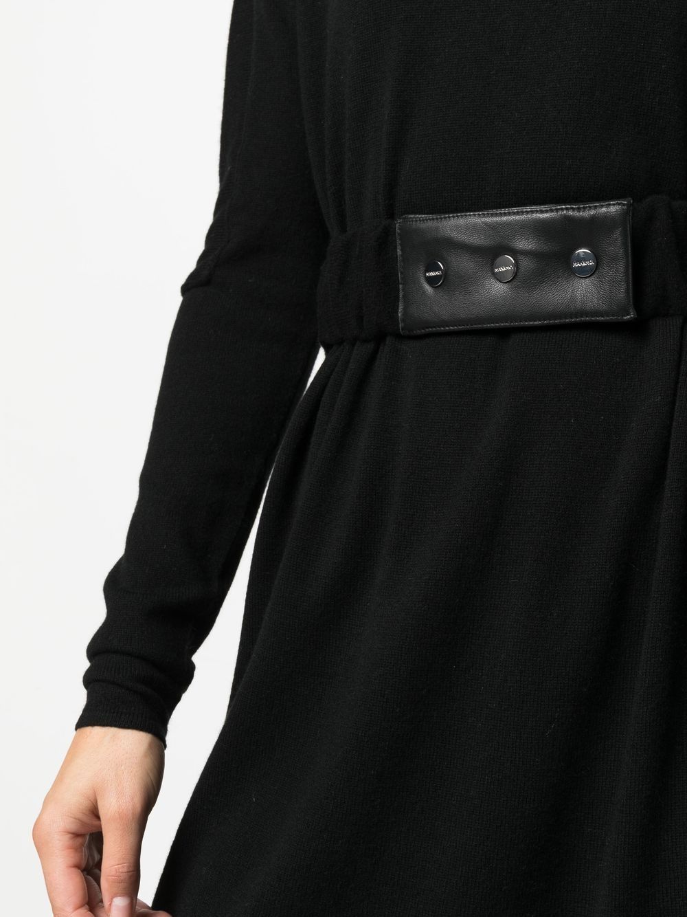 Shop Max & Moi Belted Waist Knitted Cashmere Dress In Black
