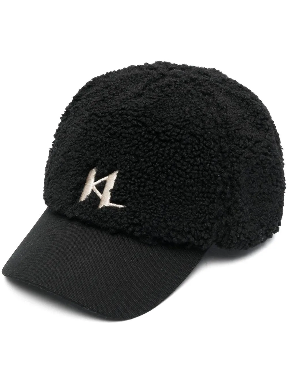 

Karl Lagerfeld shearling embroidered-logo cap - Black