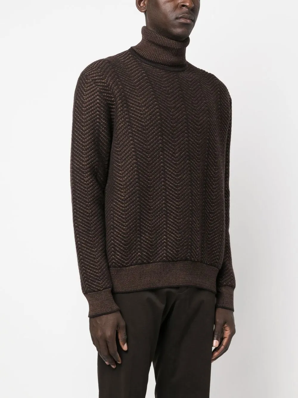 Zegna Roll-neck Knitted Sweater In Brown