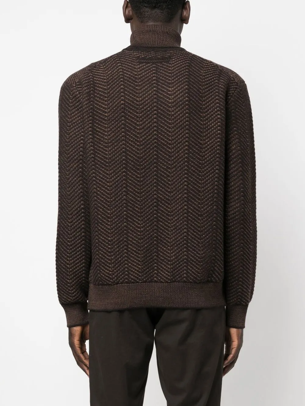 Zegna Roll-neck Knitted Sweater In Brown