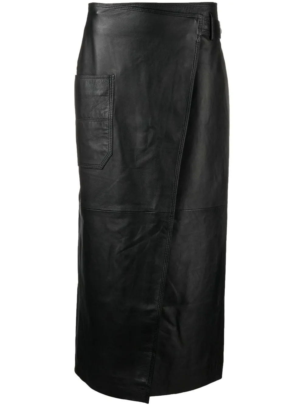 

REMAIN wrap-design midi-skirt - Black