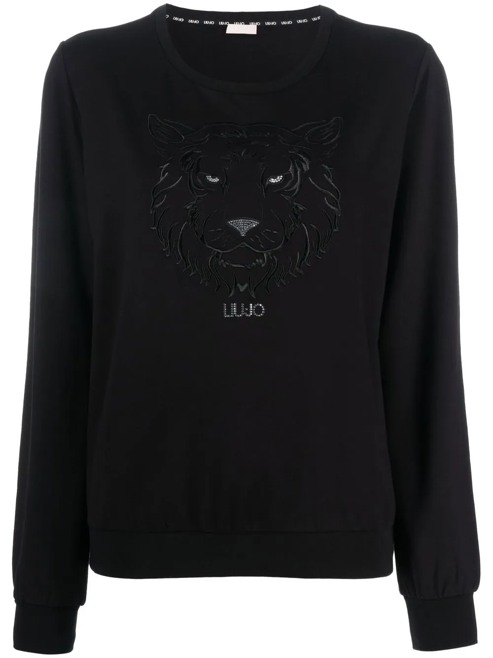 

LIU JO debossed-logo long-sleeved sweater - Black