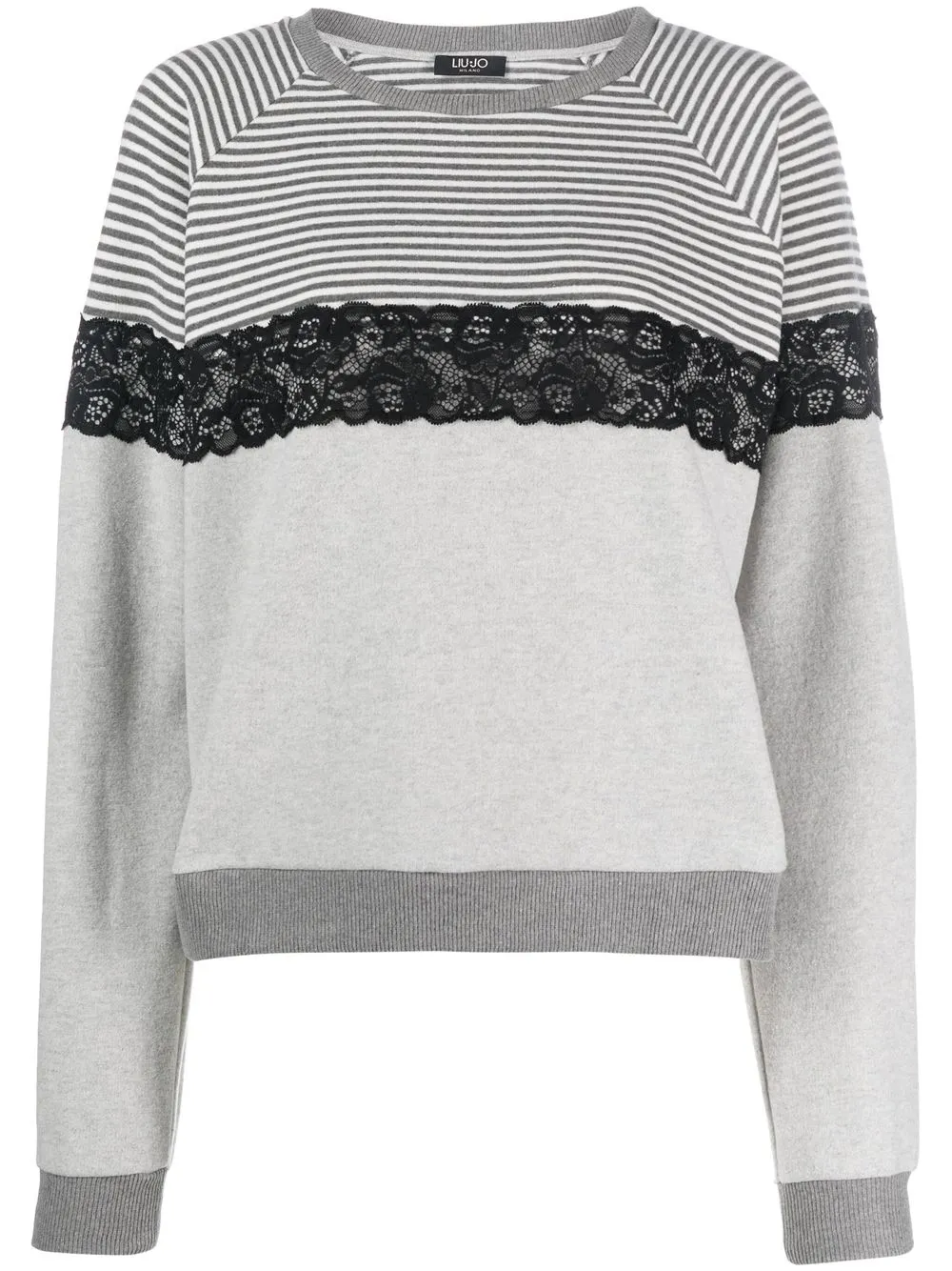 

LIU JO striped lace-trim sweater - Grey