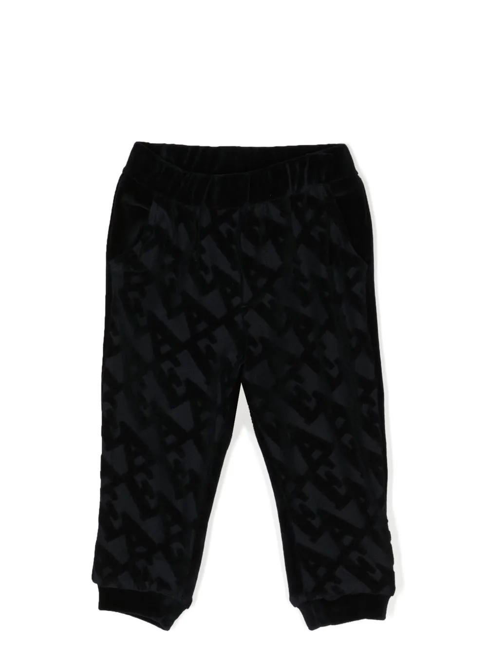 

Emporio Armani Kids monogram cotton track pants - Black
