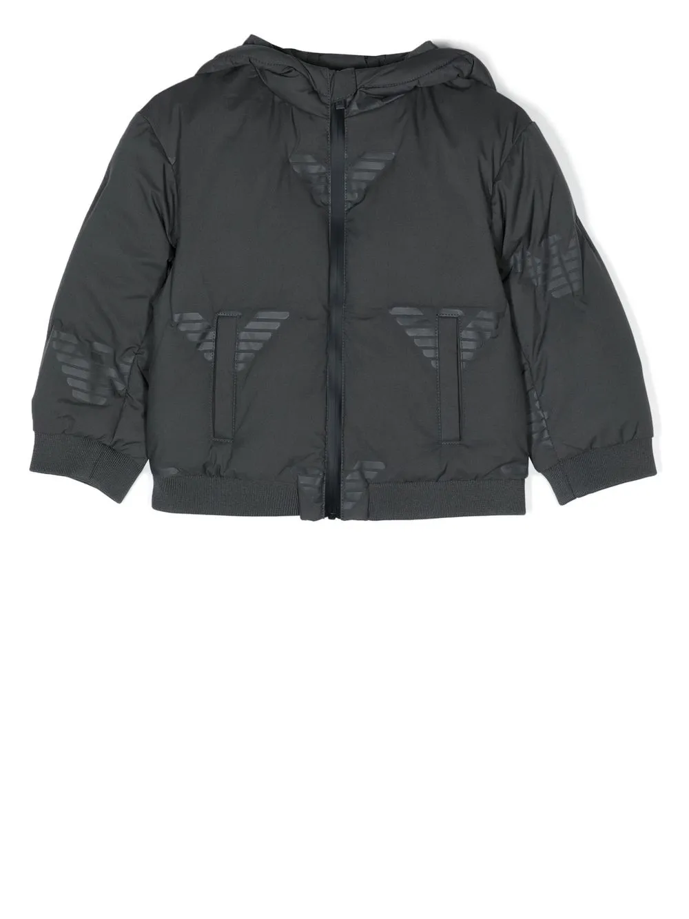 

Emporio Armani Kids all-over logo hooded jacket - Grey