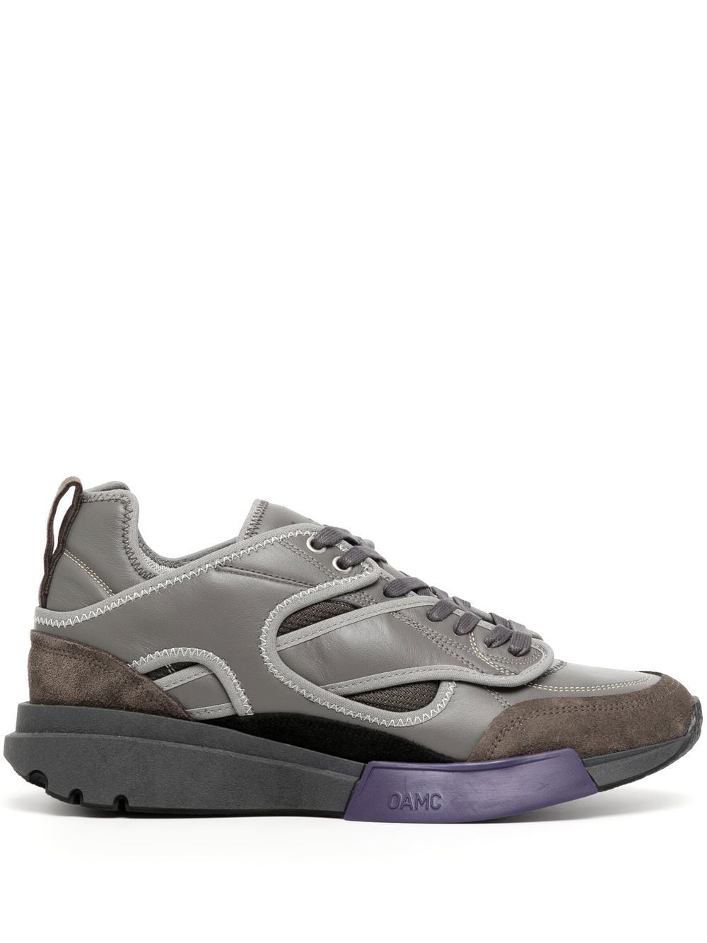 Oamc Aurora Leather Low-top Sneakers In Grey