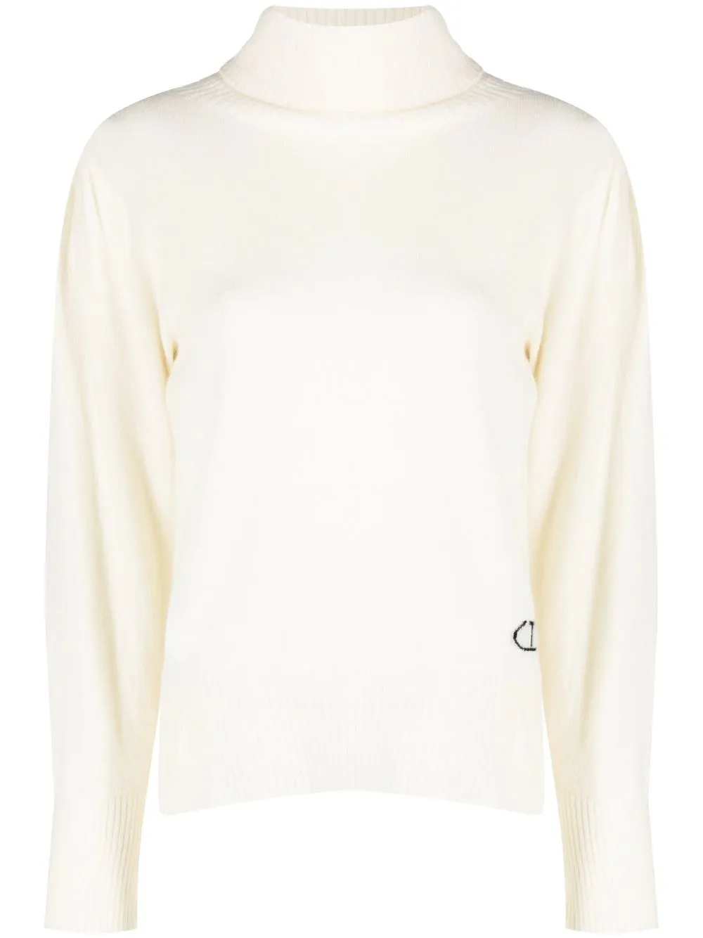 

TWINSET intarsia-knit logo roll-neck jumper - Neutrals