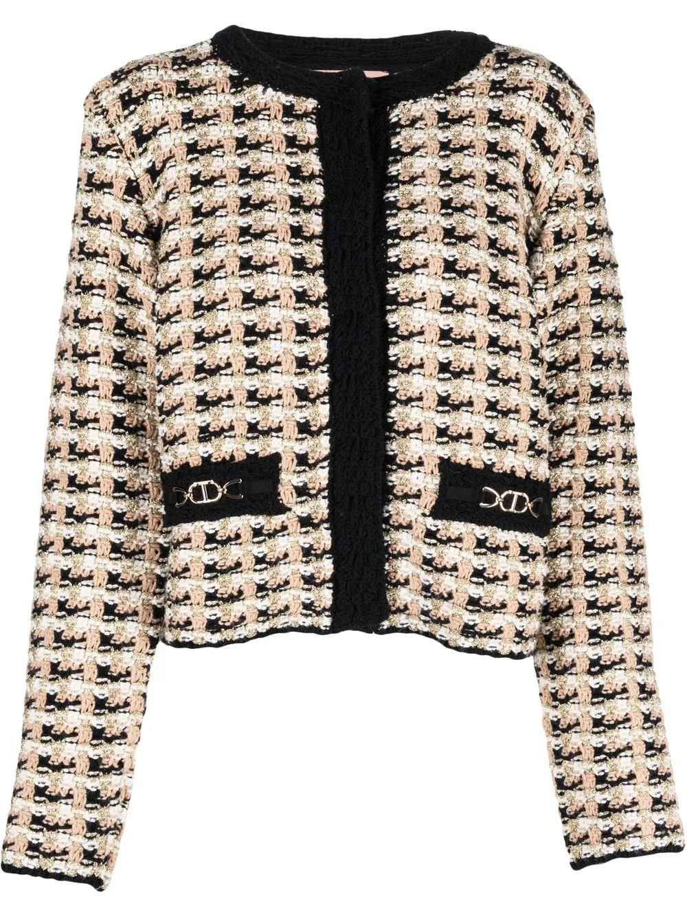 

TWINSET knitted logo-plaque jacket - Black