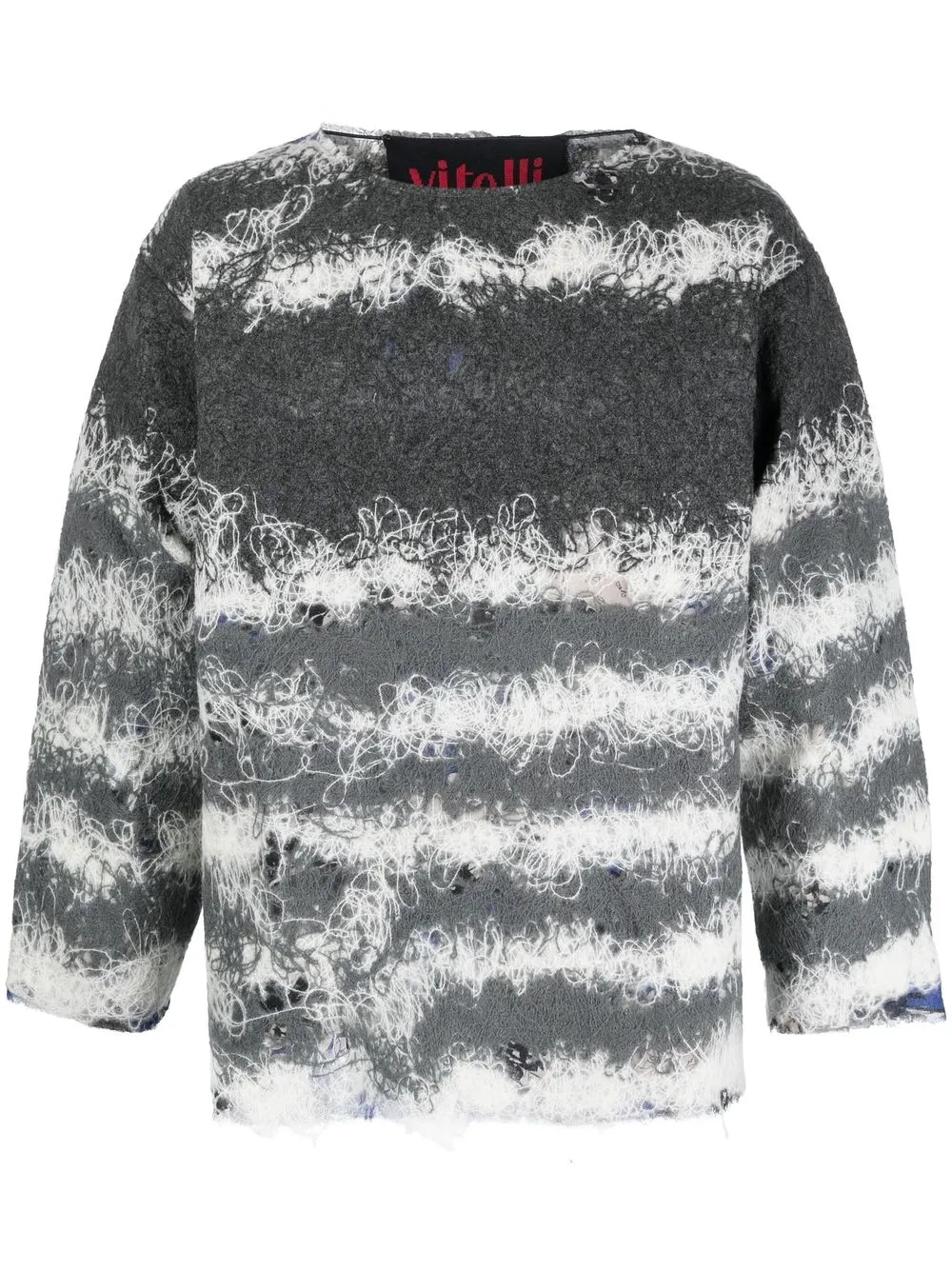 VITELLI STRIPED DISTRESSED SWEATER