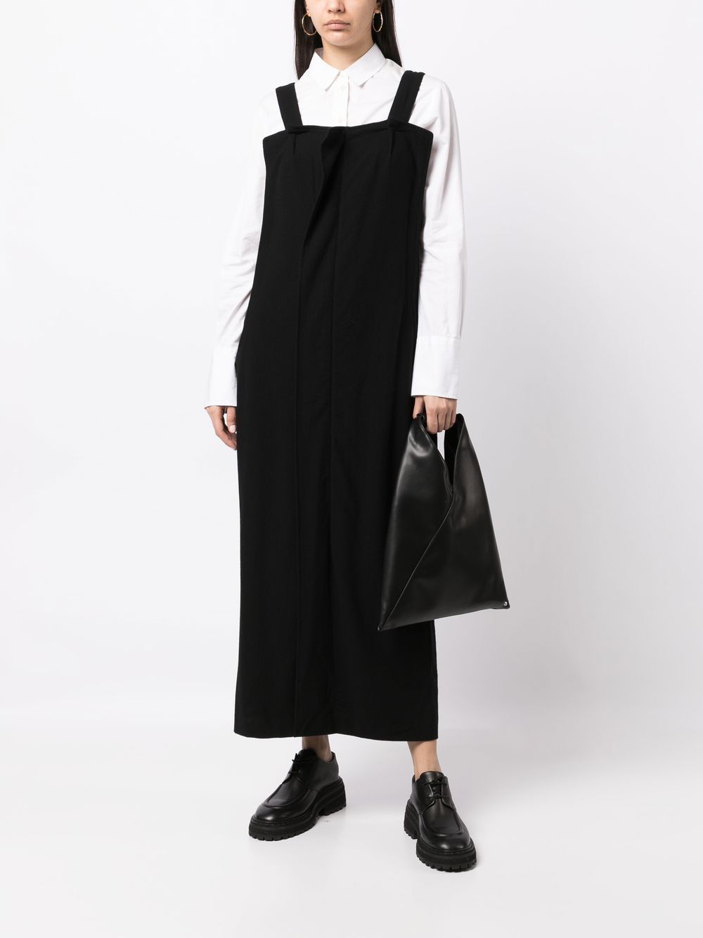 Shop Y's Maxi Pinafore Dress In Black