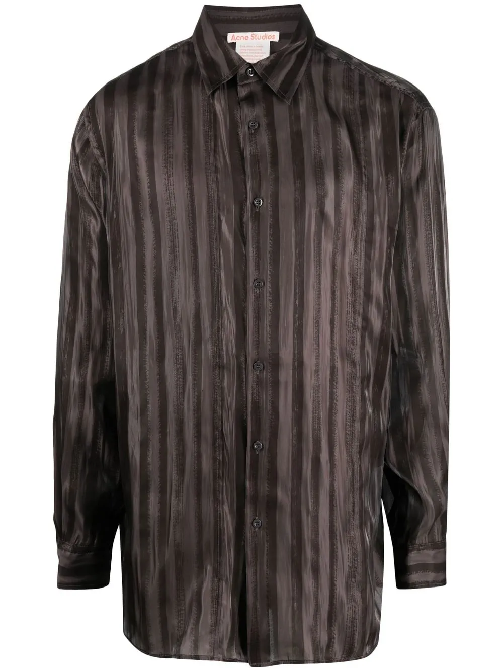 Acne Studios satin-finish striped shirt - Brown
