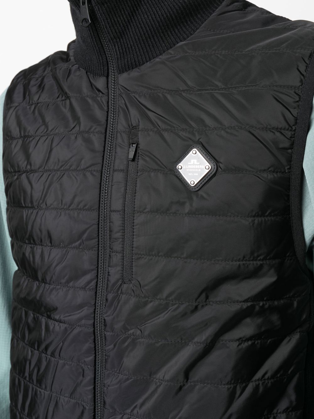 Shop J. Lindeberg Becket Hybrid Zipped Vest In Black