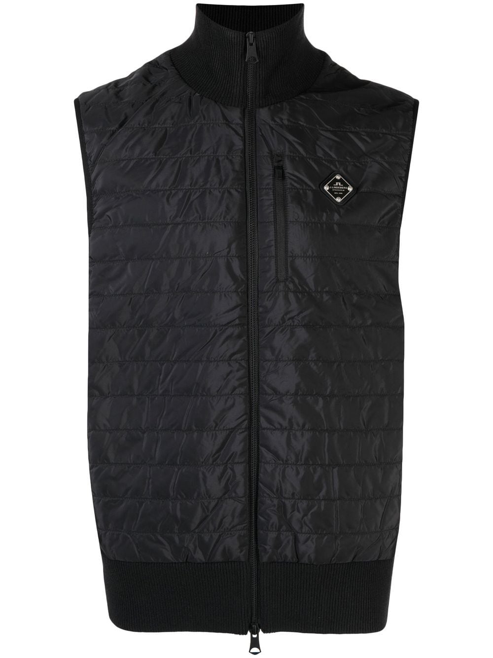 J. Lindeberg Becket Hybrid Zipped Waistcoat In Black