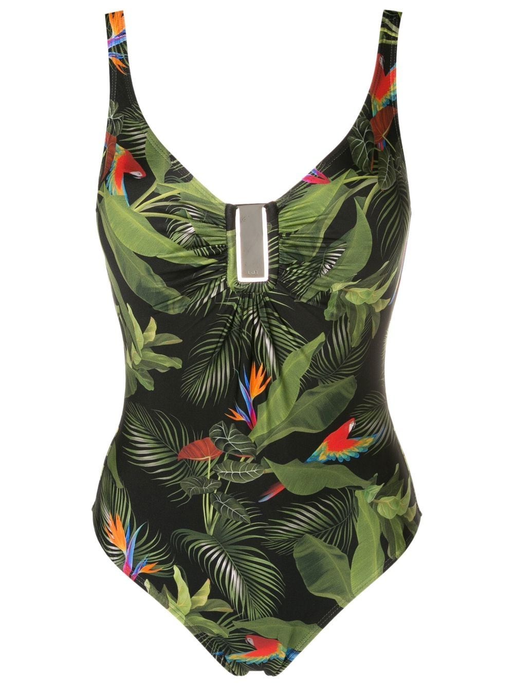 Shop Lygia & Nanny Mirassol Leaf-print Moulded Swimsuit In Green