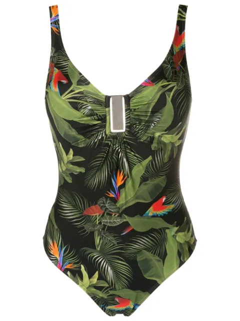 Lygia & Nanny Mirassol leaf-print moulded swimsuit