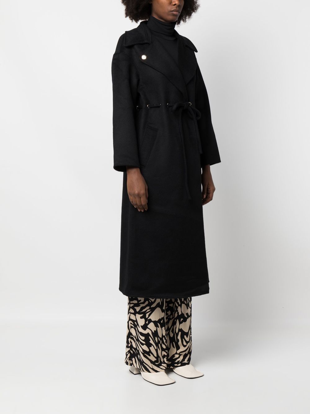 Shop Ba&sh Kate Drawstring Wool-blend Coat In Black