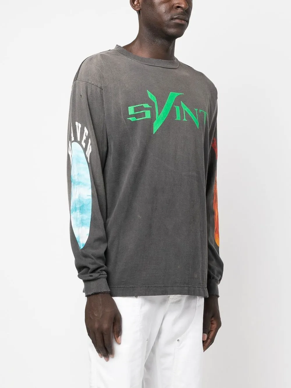 SAINT MXXXXXX logo-print long-sleeve T-shirt - Farfetch