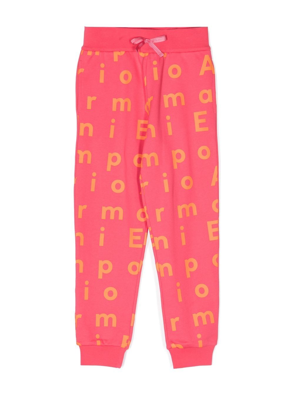 Emporio Armani Kids' All-over Logo Tracksuit Trousers In Pink