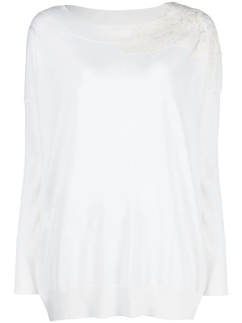 

Ermanno Scervino lace-detail knitted top - White