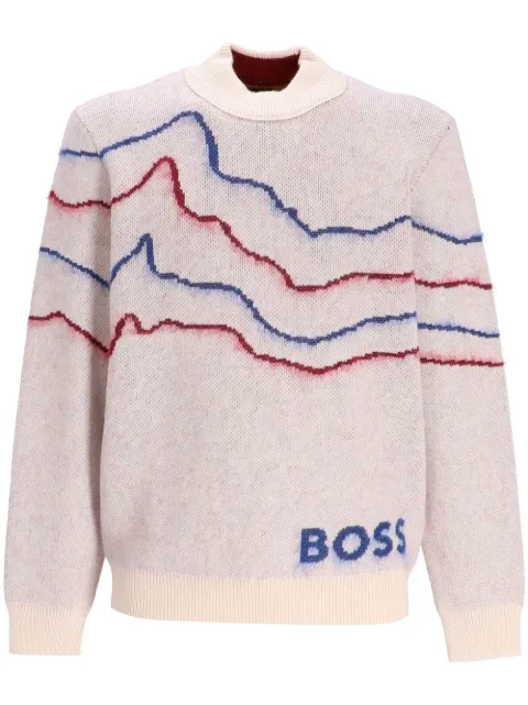 BOSS intarsia-knit mock-neck sweater