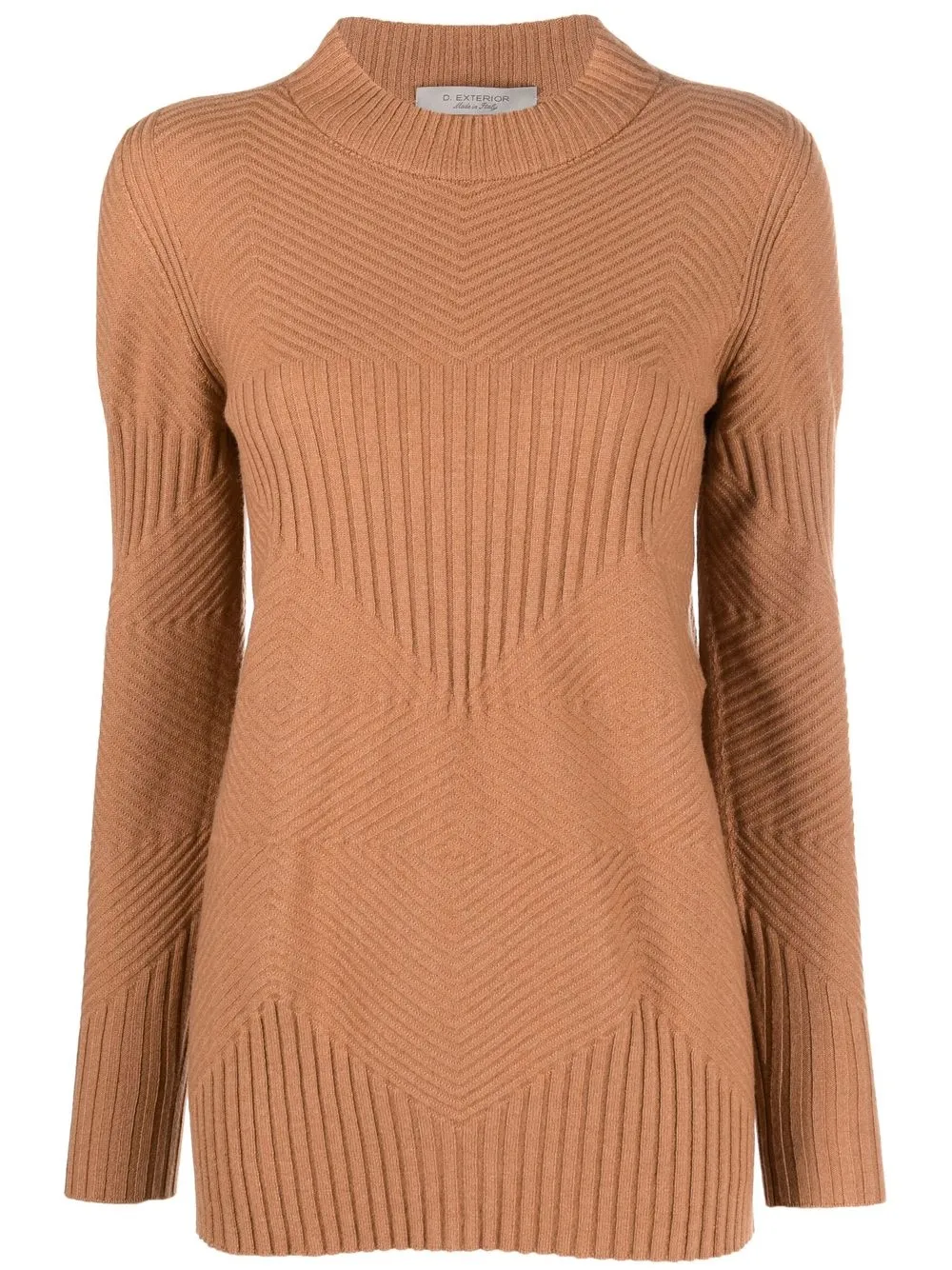 

D.Exterior ribbed-knit mock neck sweater - Brown