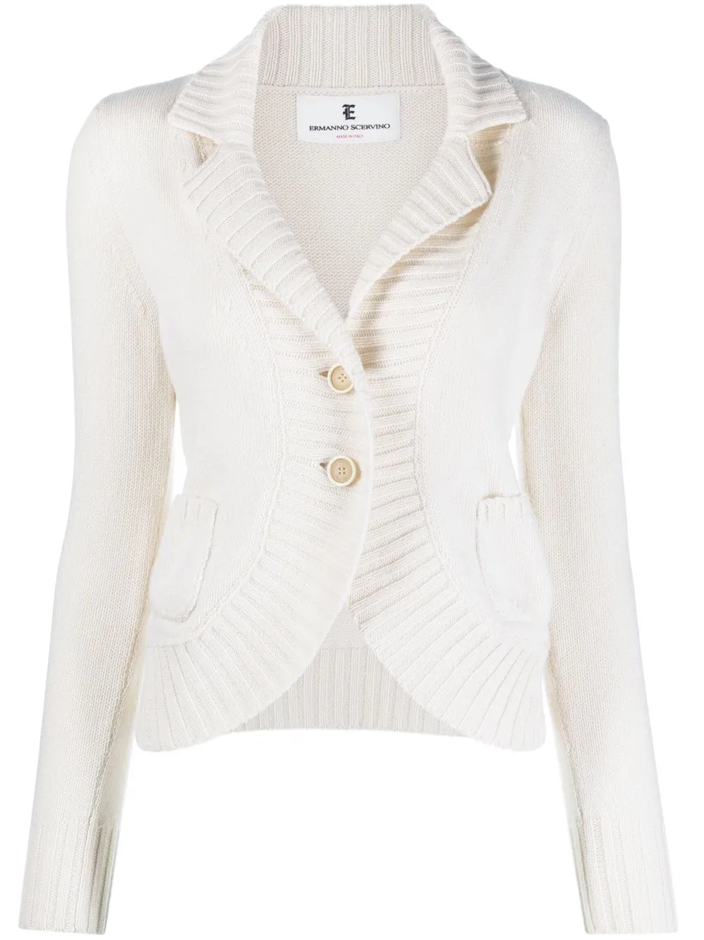 

Ermanno Scervino curved-hem wool cardigan - White