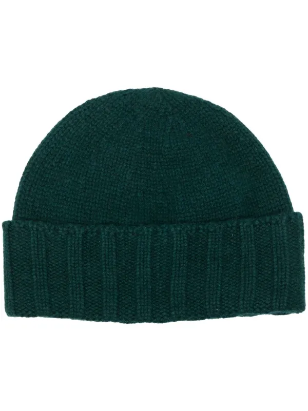 Drumohr Turn-up Cashmere Beanie in Green