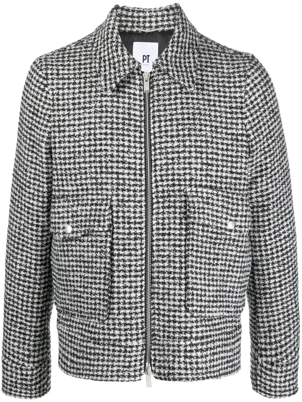 

PT TORINO houndstooth-pattern zipped jacket - Black