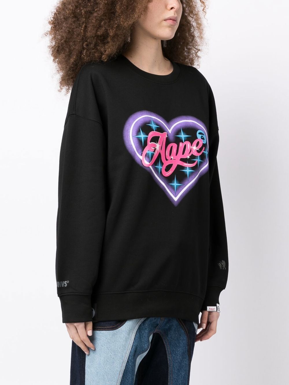 Shop Aape By A Bathing Ape Graphic-print Cotton Sweatshirt In 黑色