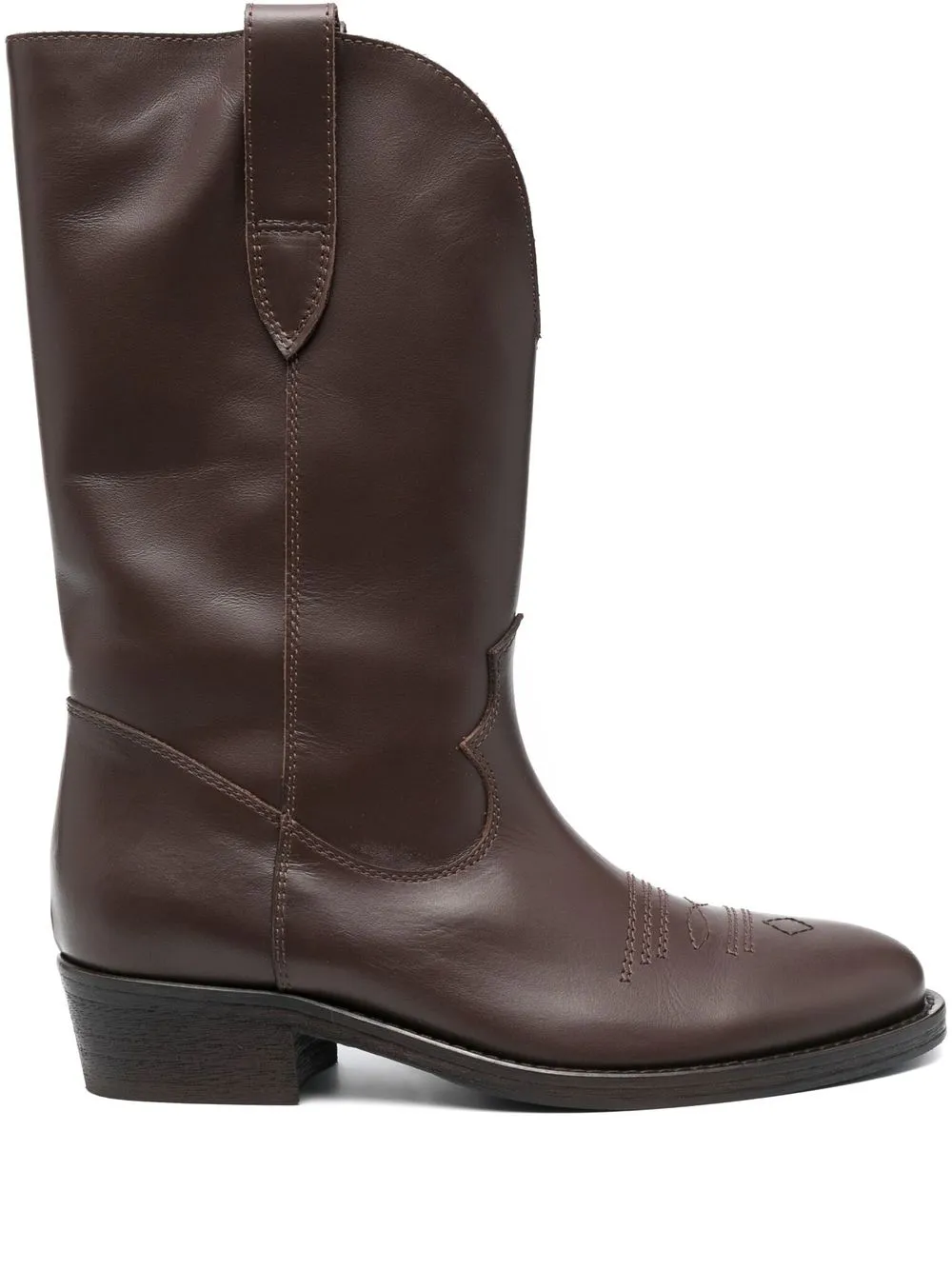 

Via Roma 15 mid-calf leather cowboy boots - Brown