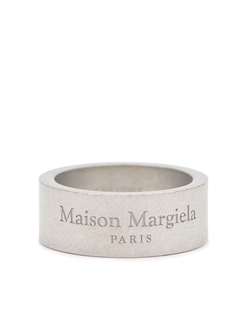Shop Maison Margiela Logo-engraved Ring In Silver