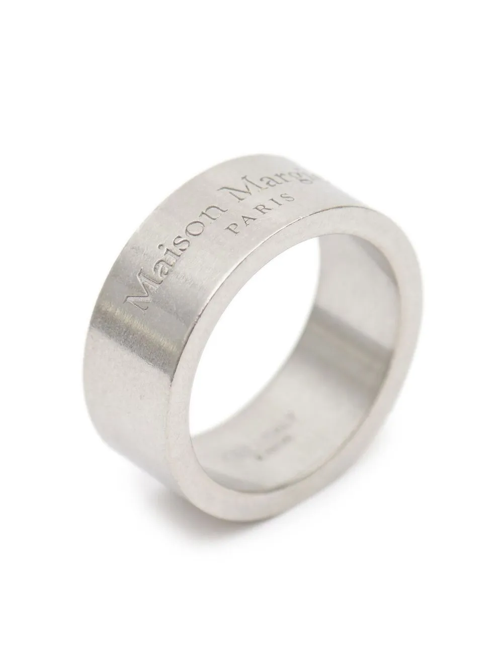 Shop Maison Margiela Logo-engraved Ring In Silver