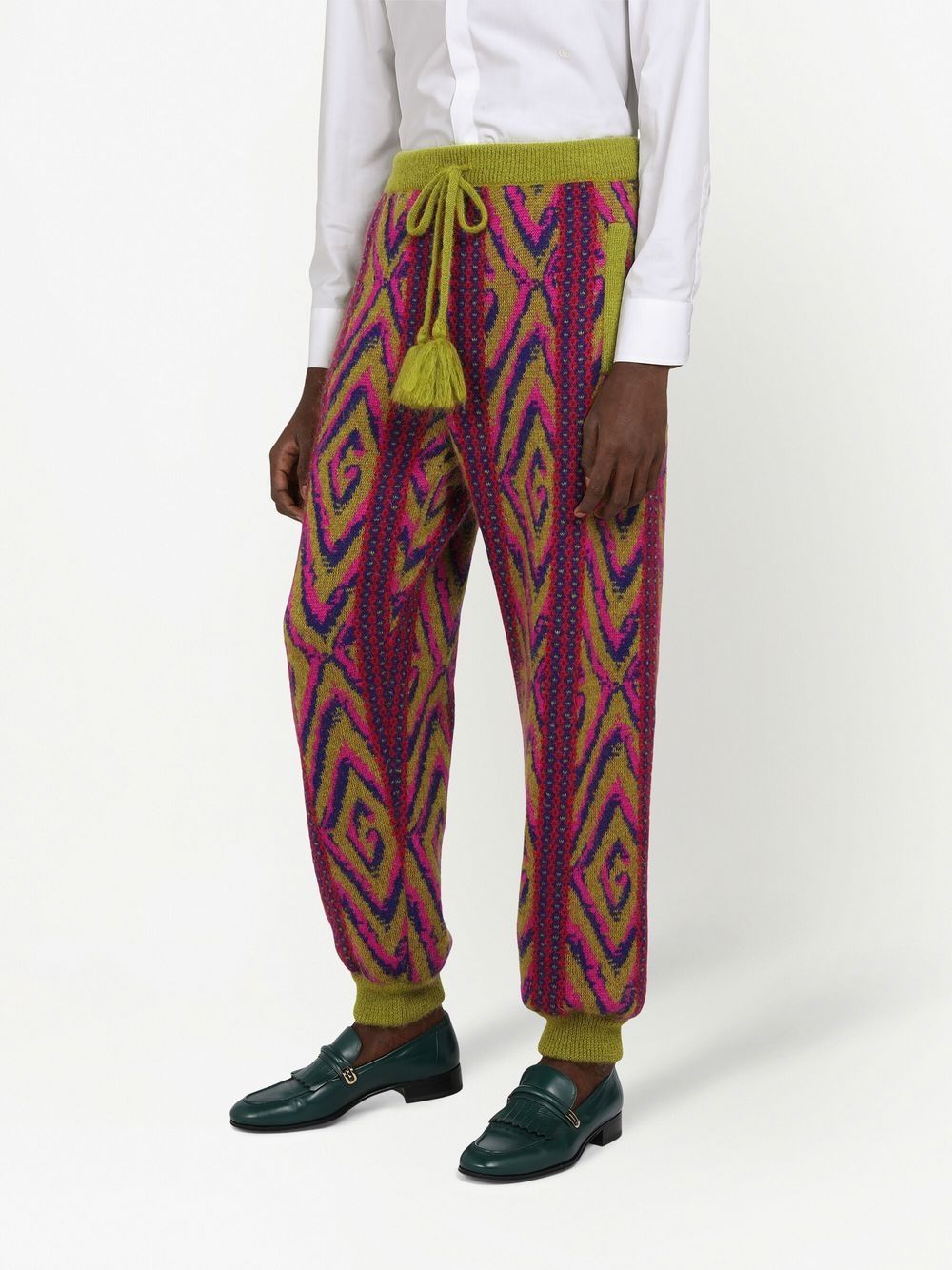 Shop Gucci G Rhombi Wool Knit Trouser In Multicolour
