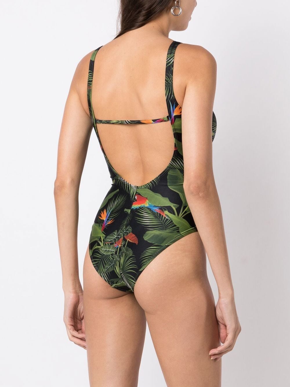 Shop Lygia & Nanny Maisa Leaf-print Draped Swimsuit In Green