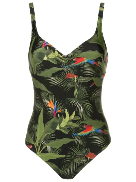 Lygia & Nanny Rosa-print plunging v-neck swimsuit