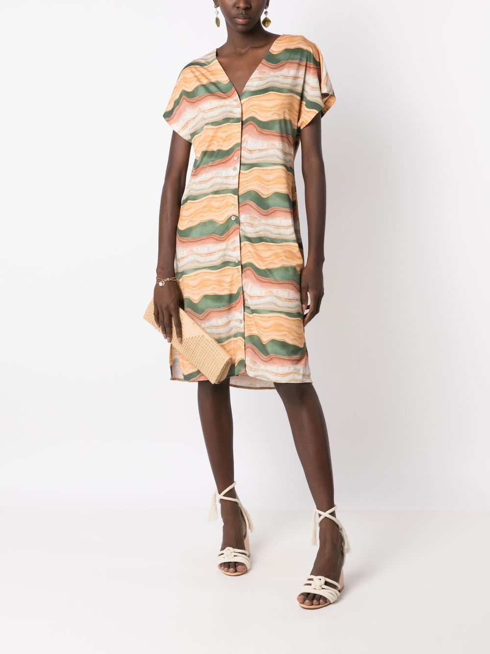 Shop Lygia & Nanny Artemis Abstract-print Midi Dress In Brown