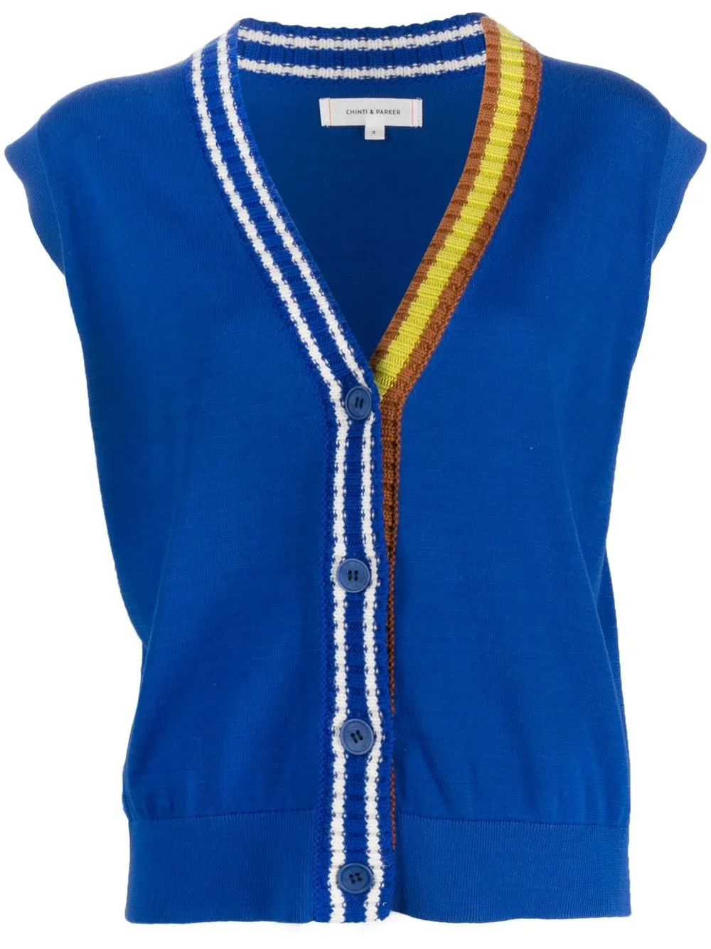 

Chinti and Parker Norwood cotton cardigan vest - Blue