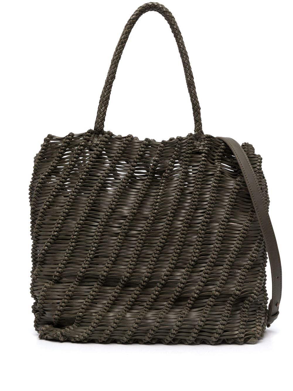 Officine Creative Susan 02 Spiral Woven Tote Bag In Green