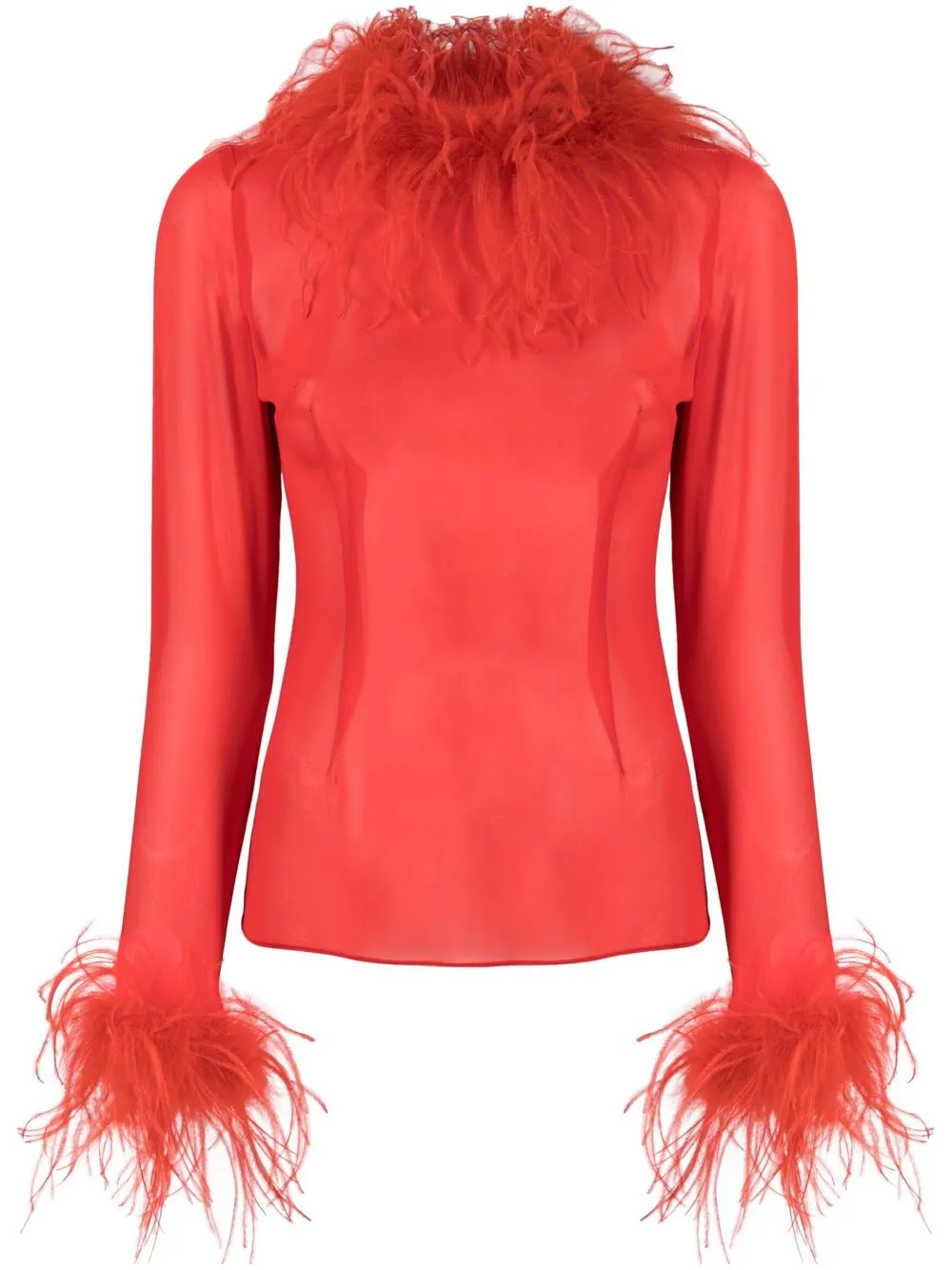 

Giuseppe Di Morabito feather-trimmed blouse - Red