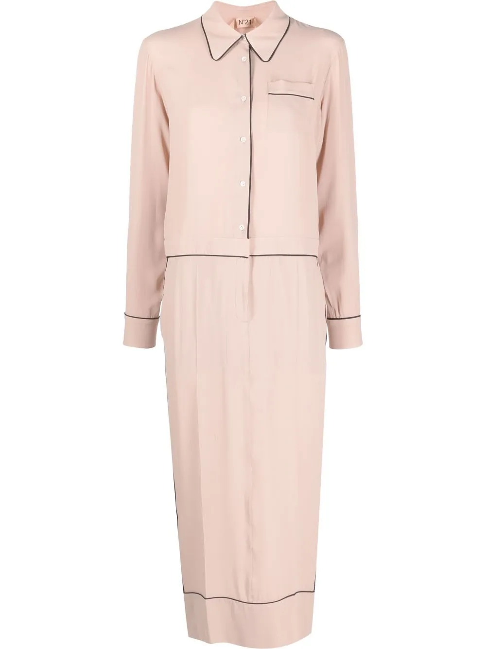 

Nº21 piped-detail maxi shirtdress - Pink