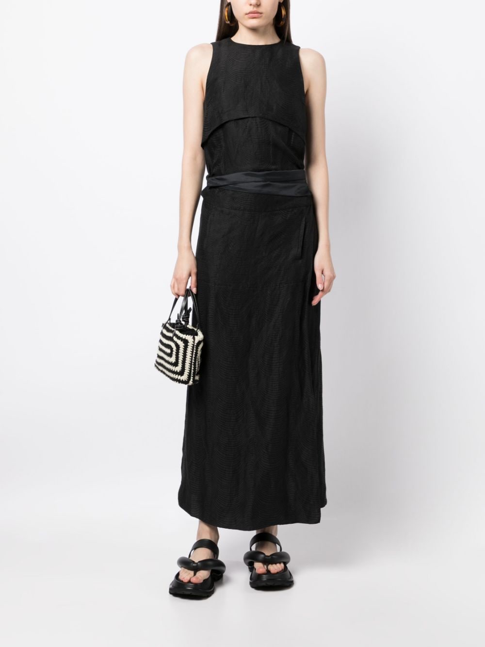 Muller Of Yoshiokubo layered belted maxi dress - Zwart