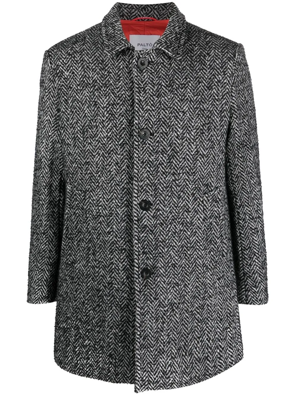 

Paltò single-breasted herringbone coat - Black