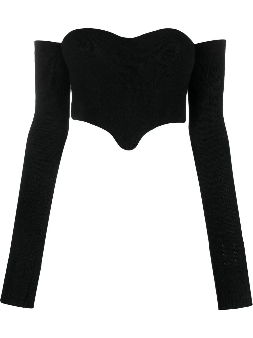 

Ermanno Scervino cropped off-shoulder cashmere top - Black